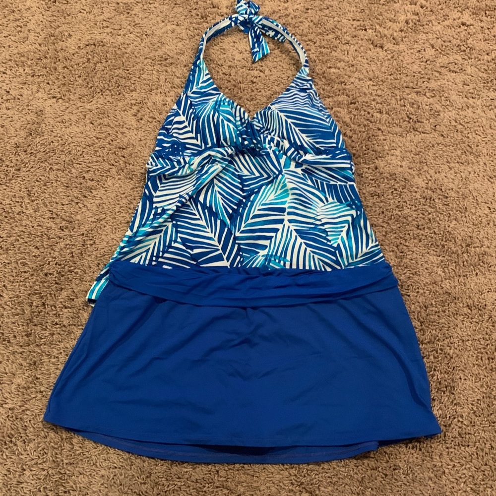 Blue and White Tankini Set